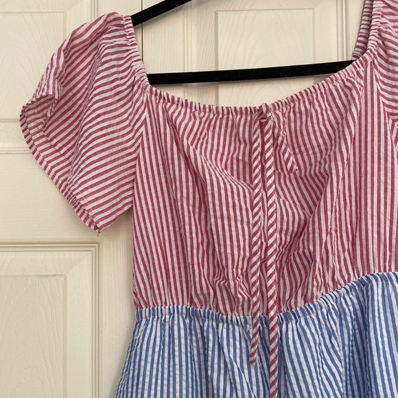 Urban Outfitters seersucker striped colour block midi dress - Picture 9 of 11